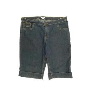 Cato Cuffed Bermuda Back Flap Pockets Womens size 16 Dark Blue Denim Jean Shorts